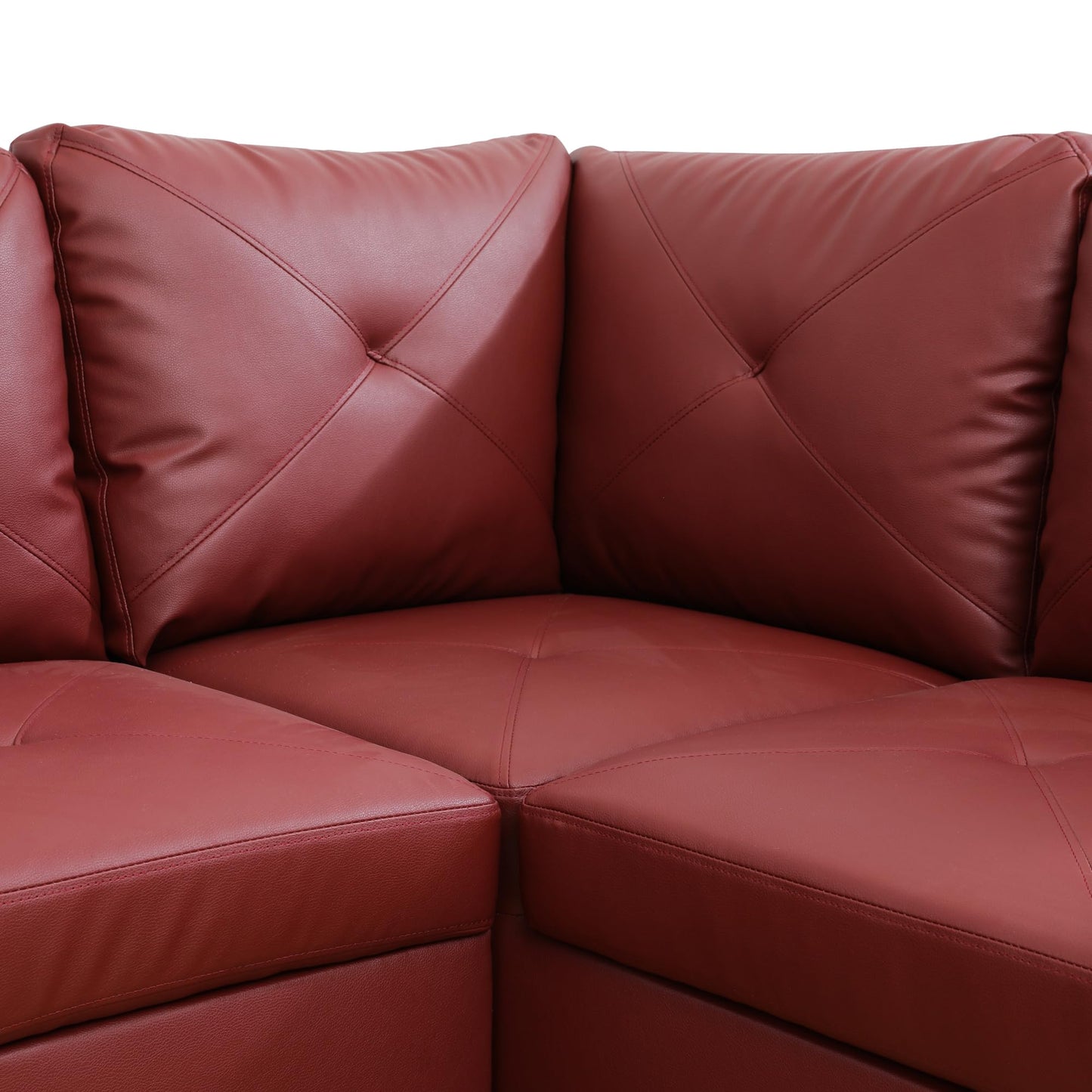 NicBex Leather 97" L Shaped Couch Sectional Couches for Living Room, 2-Piece Modular Sofa with Movable Chaise & Deep Seat for Apartment, Bedroom, Office, Red