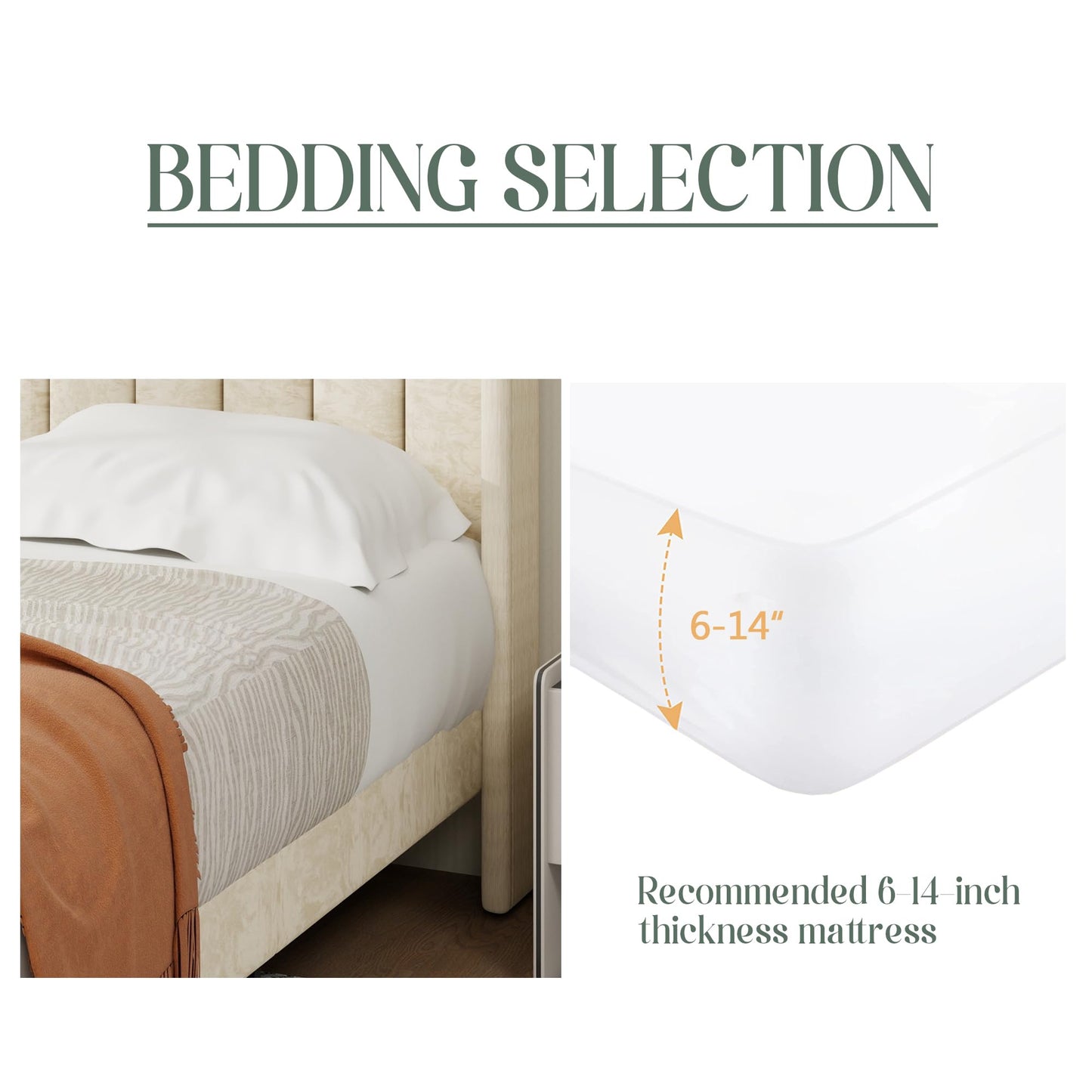 alazyhome Platform Bed Frame King Size with Upholstered Headboard, Solid Wood Slats Support, No Box Spring Needed, Noise Free, Easy Assembly, Modern Velvet Bed, Beige