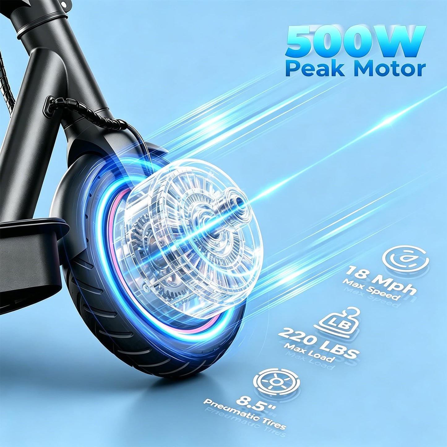 HopCycle Electric Scooters - Electric Scooter Adults, 1200W/1000W/500W Motor, 28/25/21/18 MPH Top Speed, 10''/8.5'' Tires, 28/25/23/21Miles, APP Control E Scooter for Teens E-Black