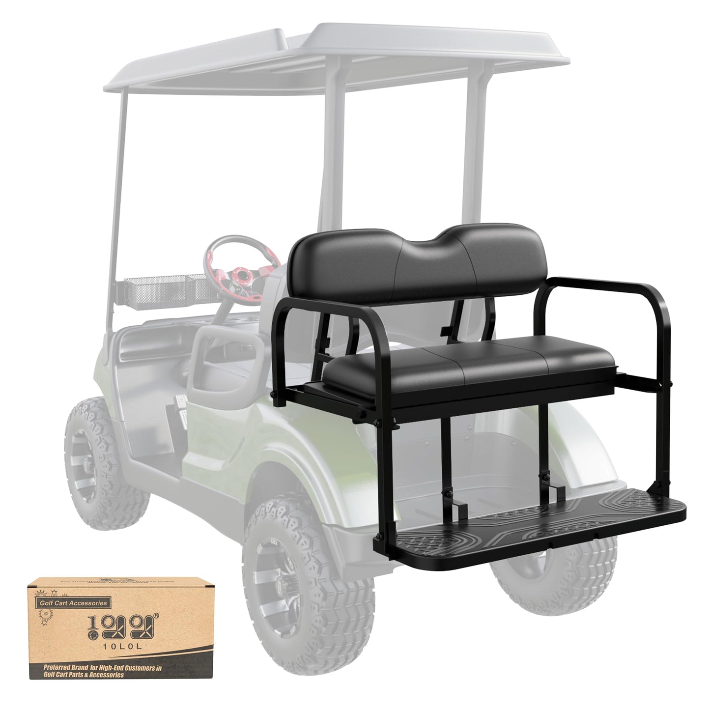 10L0L Golf Cart Rear Flip Seat Kit for Yamaha Drive G29 2007-2016 Folding Back Seat (Black)