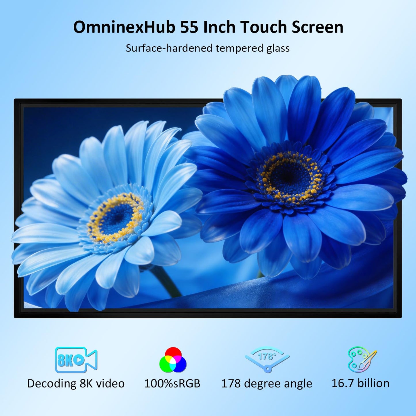 55" Smart Board, Electronic Interactive Smartboard for Classroom, Screen Mirroring, Android iOS 12, Digital Whiteboard for Presention Annotation Live Streaming(Wall Mount Included)