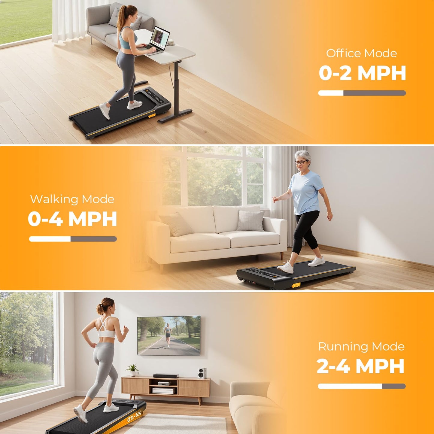 HiFast Walking Pad with Incline, Under Desk Treadmill for Home, 2.5 HP Portable Treadmills with Incline, Compact Treadmill Small Running Pad with LED Display, Remote Control