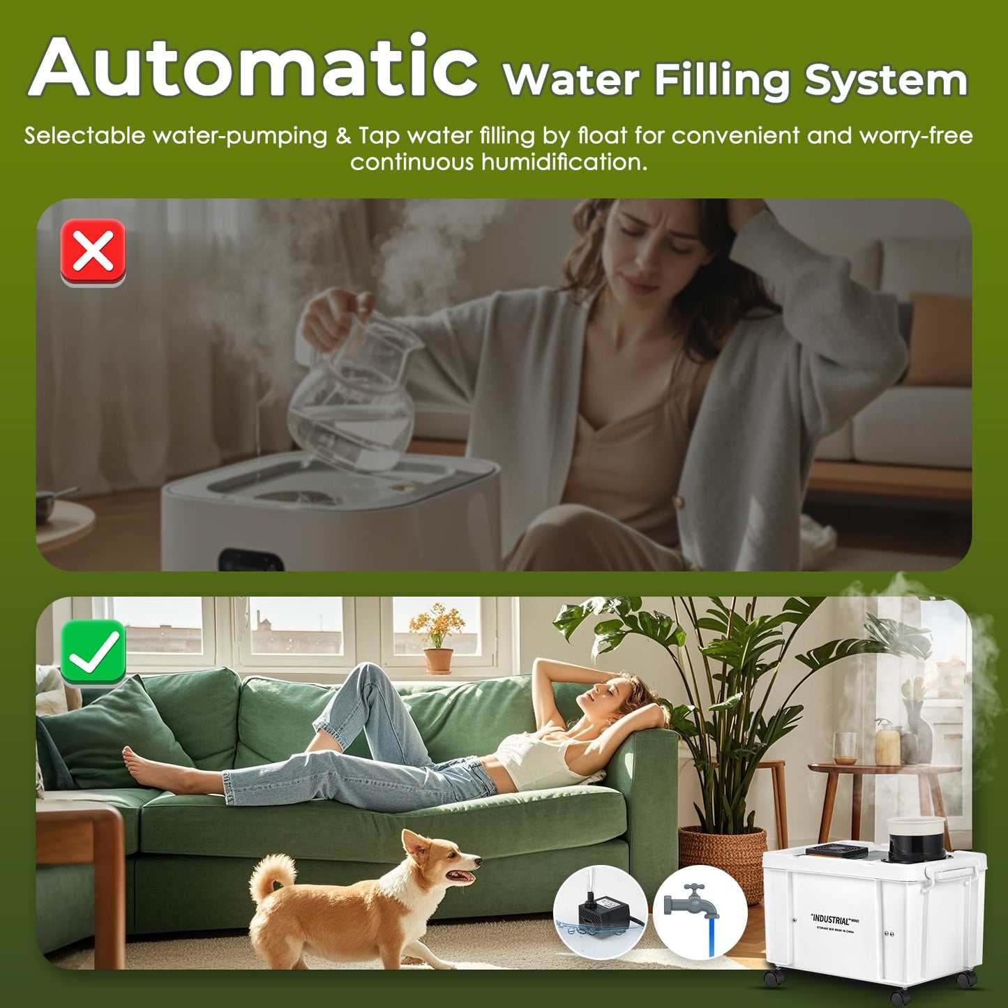 Mxmoonant 20kg/H Ultrasonic Mist Maker DIY Humidifier Kit, Adjustable Mist Volume | Automatic Water Filling | Humidity Controller Cool Mist Humidifier for Mushroom Growing, Greenhouses 110V