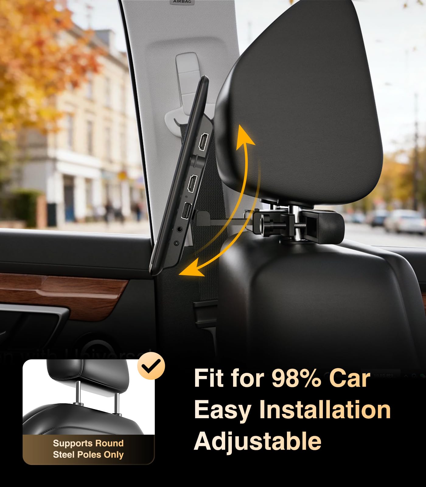 10.8" Android Car TV Headrest Monitor for Back Seat,Portable Rear Entertainment System Support Phone Wireless Mirroring 5G WiFi/HDMI/USB/Sync Touchscreen Video Players (2G+32G(2*PCS))