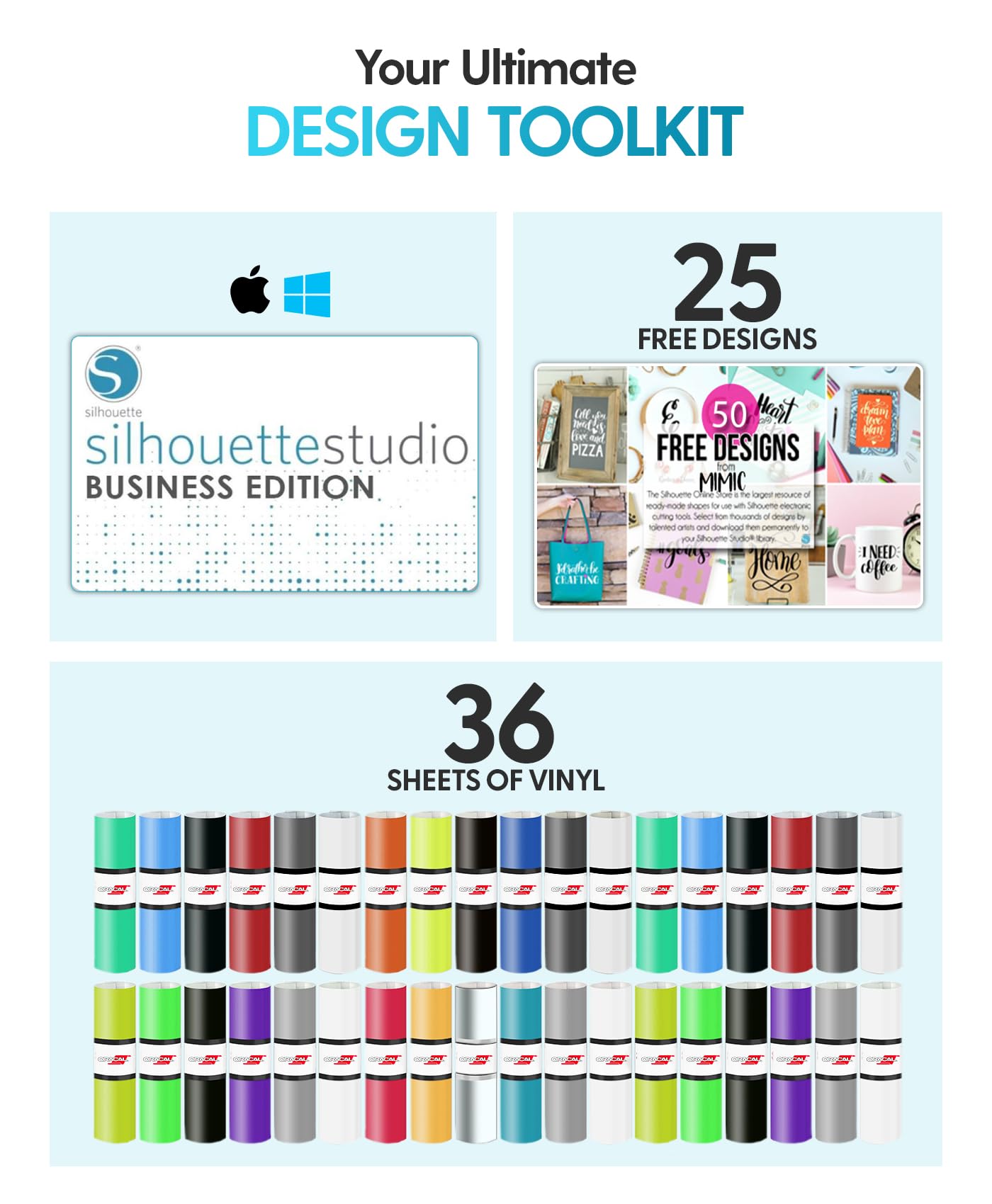 Silhouette America Cameo 5 Alpha (α) Smart Cutting Machine, Classic White (Deluxe Bundle) - Includes Business Edition Software, 36 Vinyl Sheets, PixScan Mat, Tool Kit & 25 Free Designs