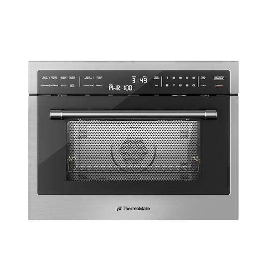 24 Inch Built-in Microwave and Convection Oven Combination, ThermoMate 1.6 Cu. Ft. Wall Oven Microwave Combos, 1000 Watt Power, Sensor Cook, Touch Control LCD Display, Stainless Steel Finish