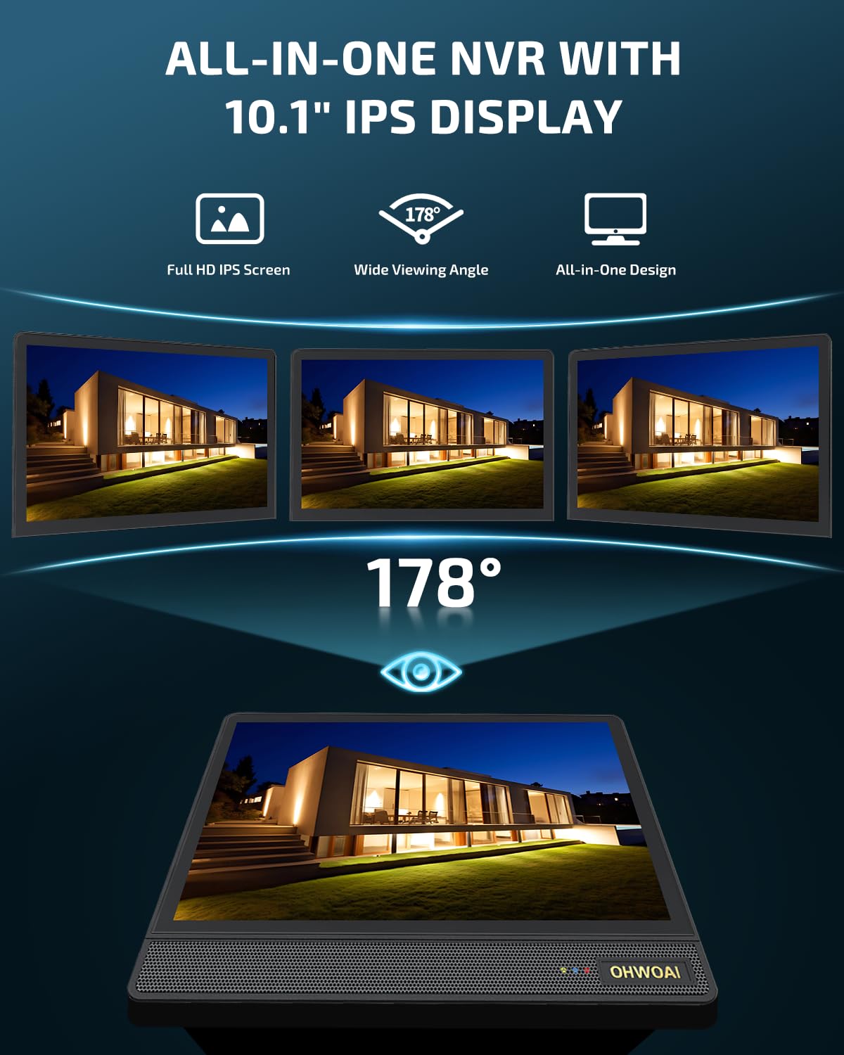 《All-in-One Monitor & Dual Antennas》Wireless Security Camera System Outdoor with All-in-One Monitor, WiFi Cameras for Home Video Surveillance Systems, Surveillance DVR Kits