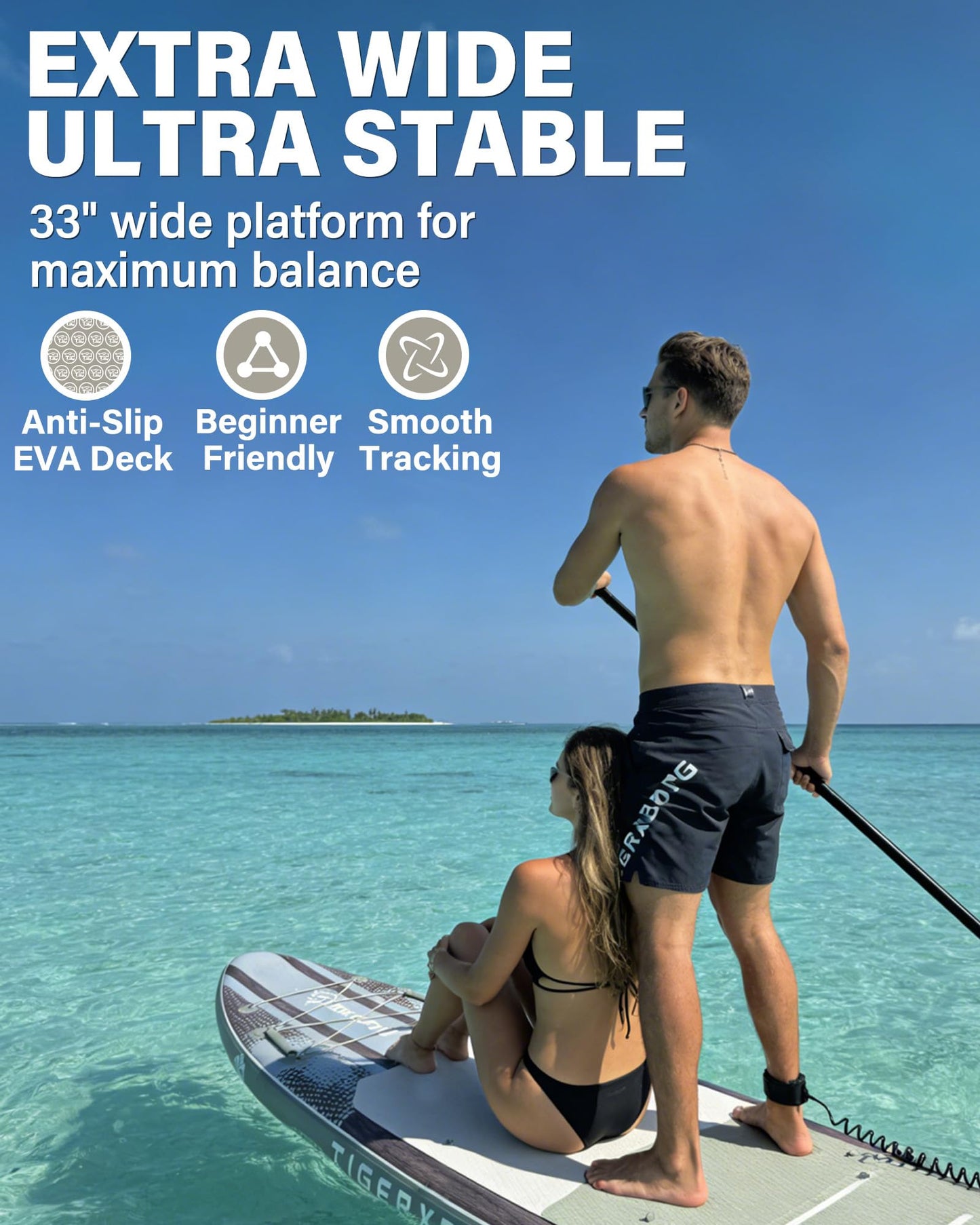 TIGERXBANG Inflatable Stand Up Paddle Board with SUP Board Accessories, Anti-Slip EVA Deck, 10'6'' Paddleboard for Adults & Youth - All Skill Levels, Green