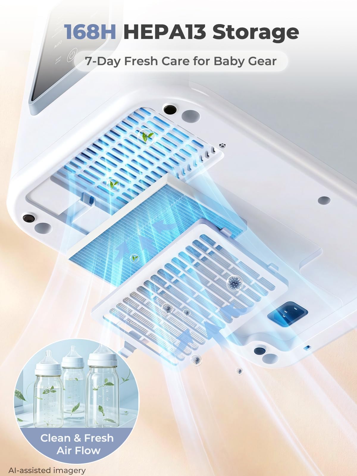 FOHERE All-in-One Baby Bottle Washer and Dryer, Automatic Bottle Cleaner Machine for Breast Pump Parts, Nipples, Newborn Essentials, High-Temp Steam & Deep Clean, 60 Detergent Tablets Included