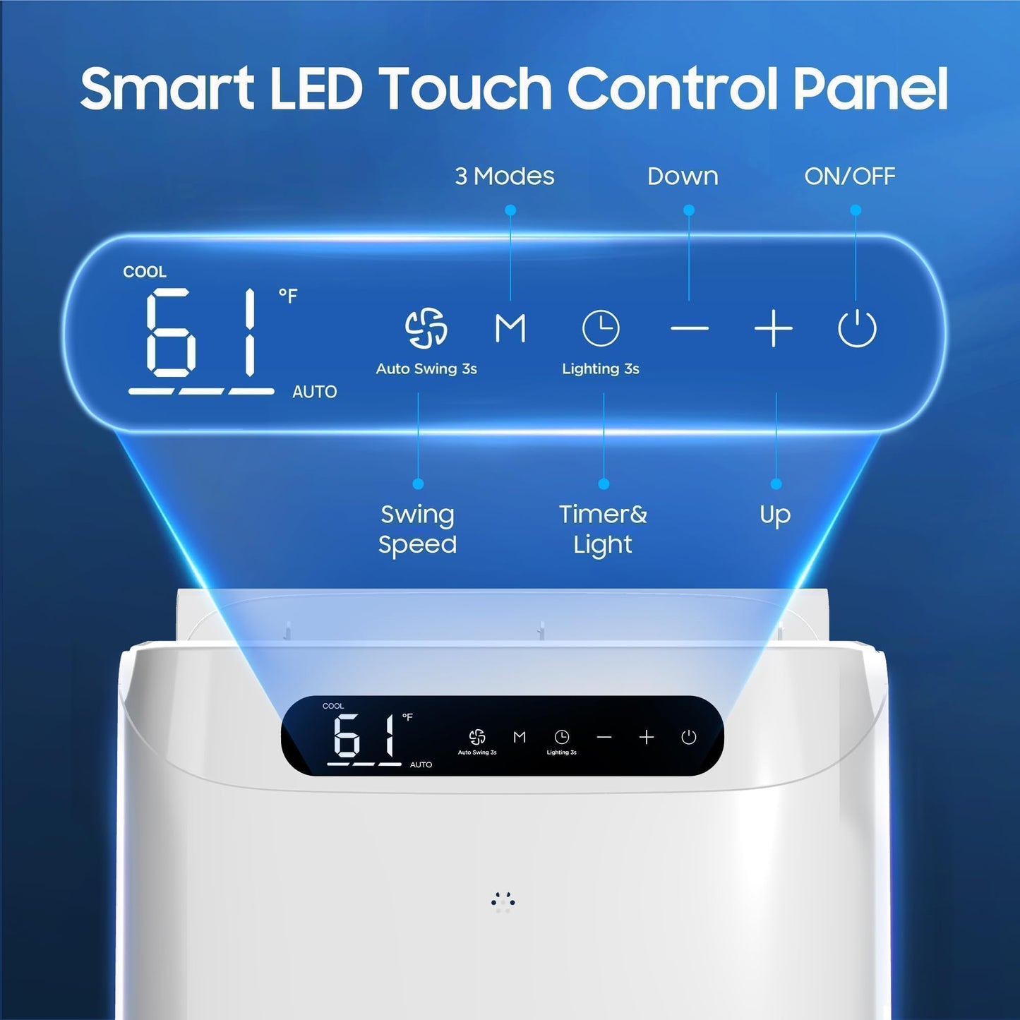 14000 BTU Portable Air Conditioners, Cools Up to 700 Sq.Ft, Portable AC Unit with Remote Control, Cooling, Fan, Dehumidification, Sleep Mode& Installation Kits for Large Rooms, White