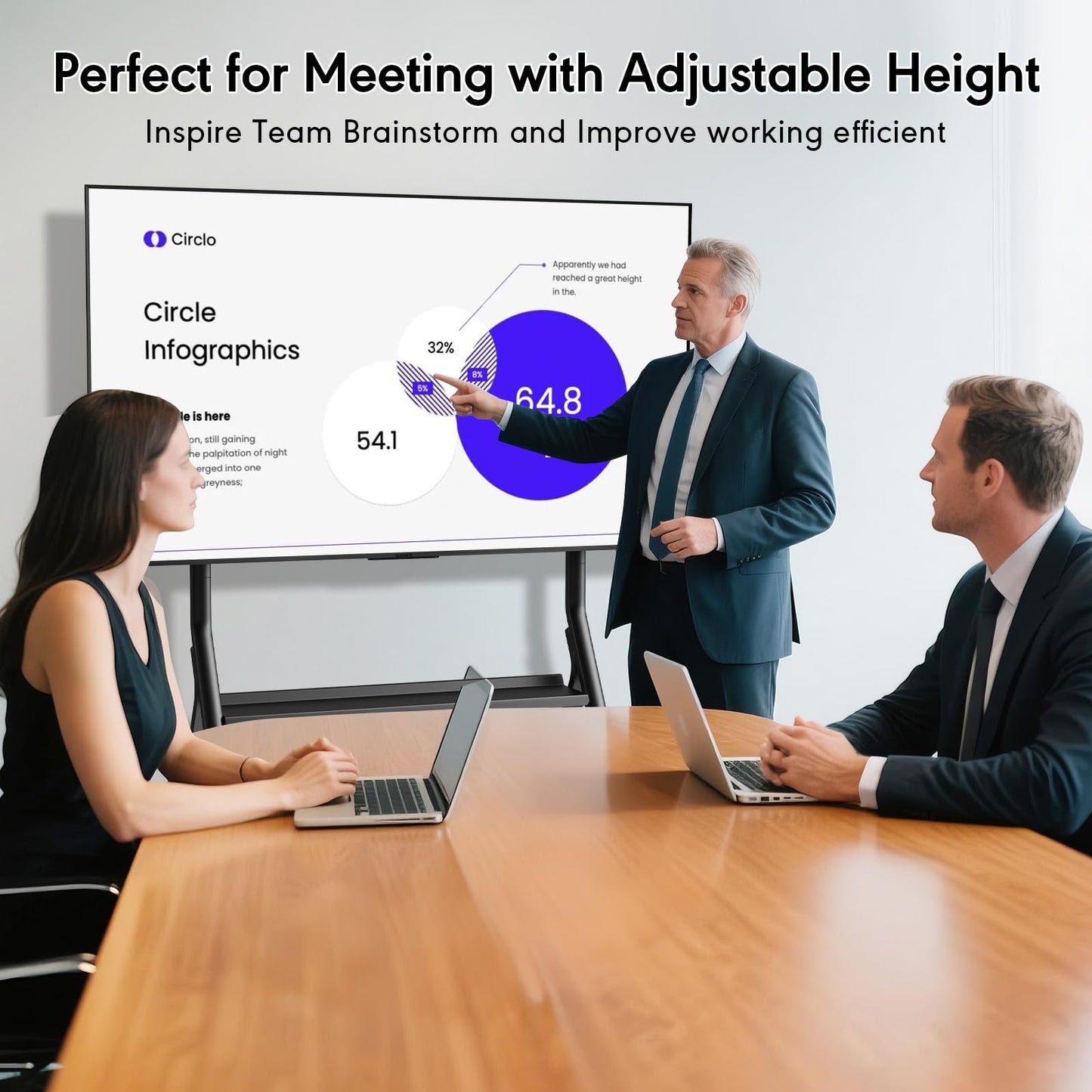Smart Board Stand for 55-100 Inch Interactive Whiteboard, Height Adjustable Mobile Stand with 4 Lockable Rolling Wheels for Smartboard
