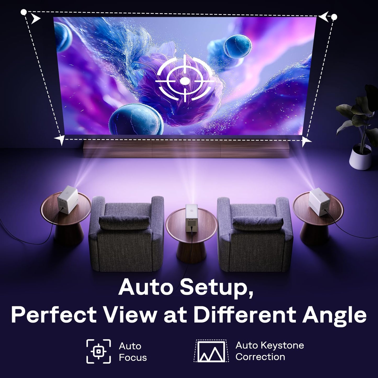 Aurzen Roku TV Smart Projector with Wifi and Bluetooth, D1R Cube Roku Streaming Experience Built-in, Sealed Optical Engine, 1080P FHD, DoIby Audio,Portable Mini Projector for Soccer Game/Outdoor Movie