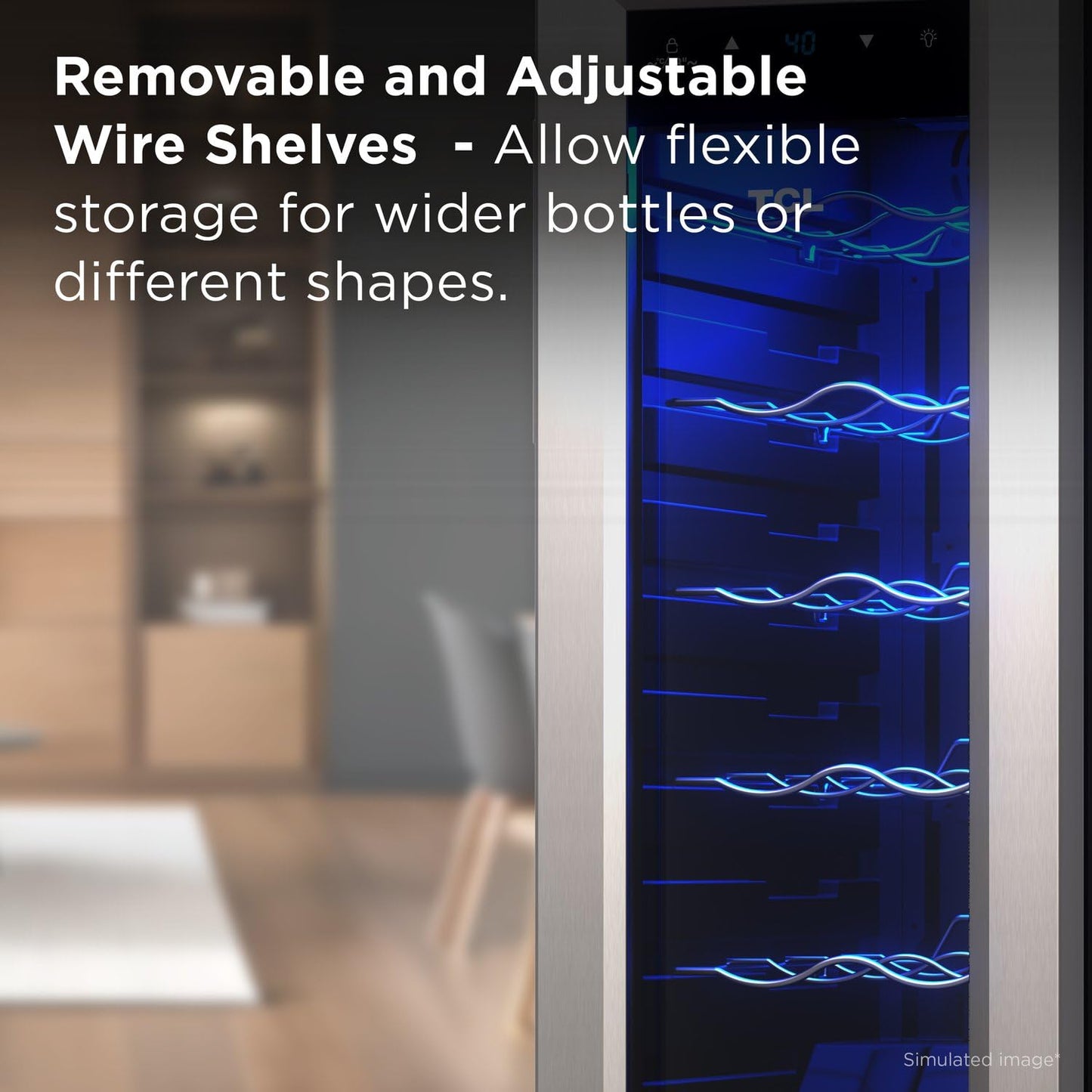 TCL 12 Bottle 1.24 Cu Ft Wine Cooler, Freestanding Mini Fridge with Glass Doors, Low Noise Operation, Digital Controls & LED Lighting