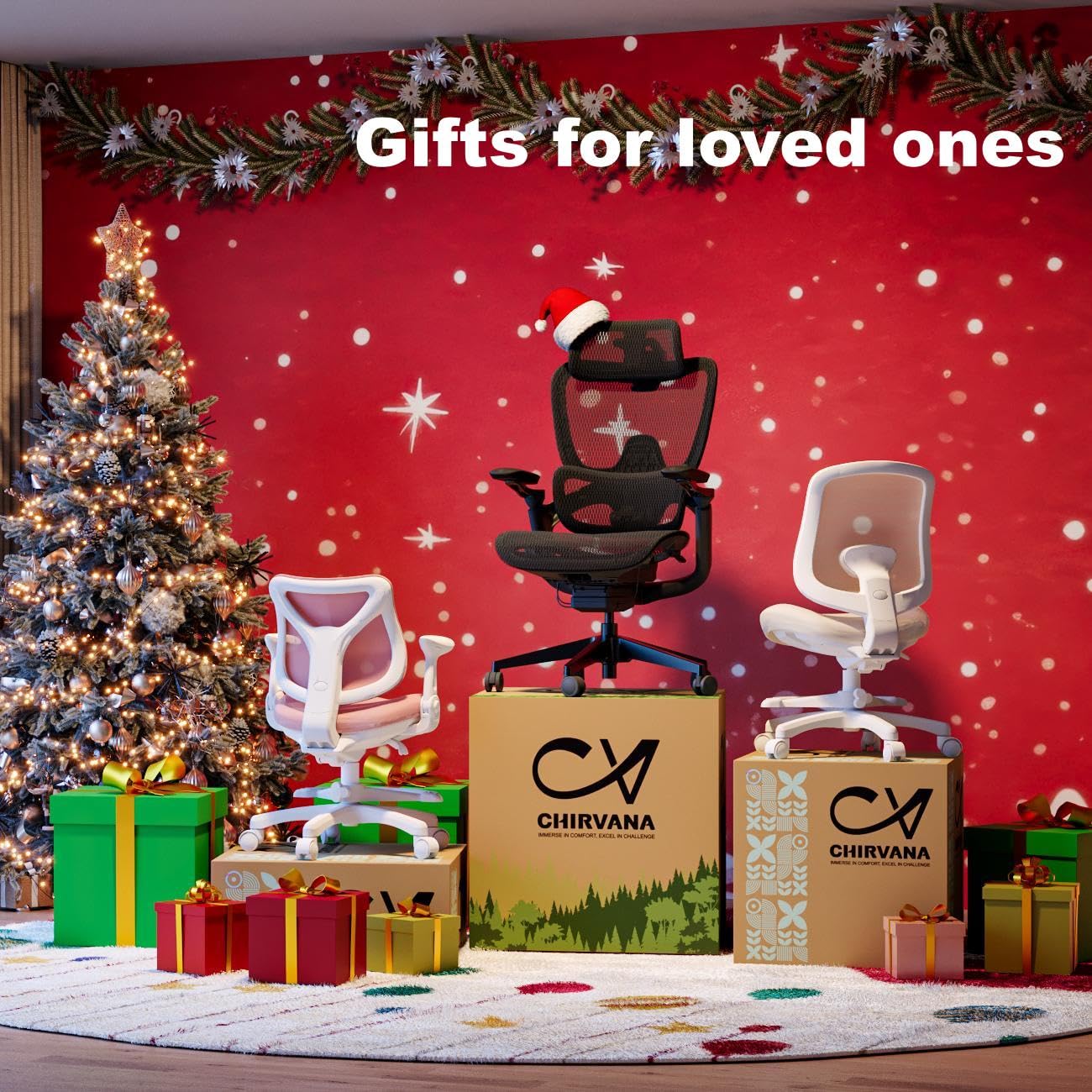 chirvana Ergonomic Office Chair with Adjustable 3D Lumbar Support, Mesh Computer Chair 5D Armrests, Home Desk Chair with 4D Headrest, 90-130°Tilt, BIFMA Certified, Model Zen (Grey)