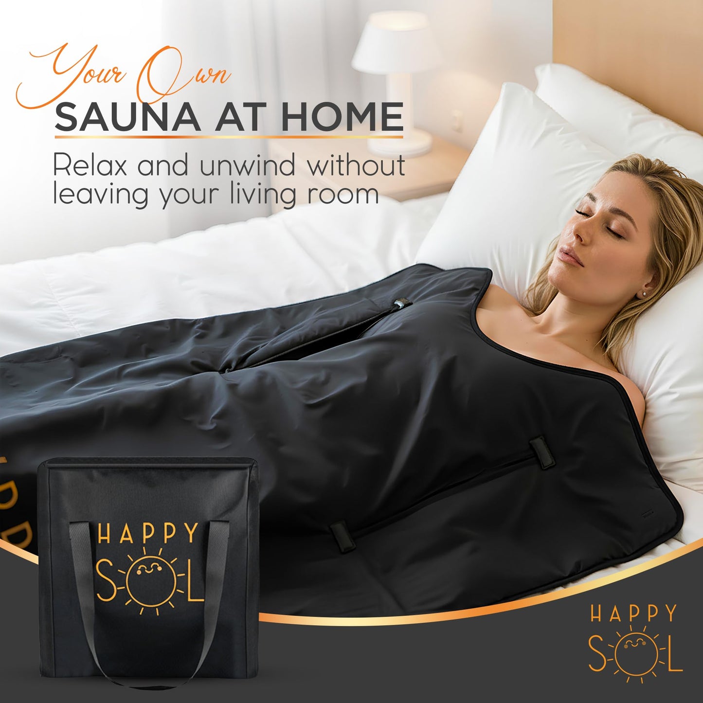 Happy Sol Far Infrared Sauna Blanket for Home, Portable Infrared Sauna Blanket for Therapy, Convenient Arm Holes, Sauna Blanket for Detox, Suitable for Relaxation and Exercise Recovery, Very Low EMF