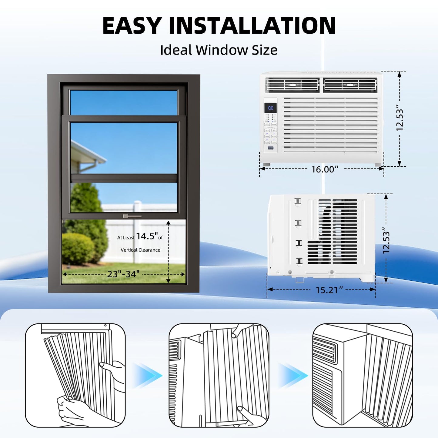 Antarctic Star 6,000 BTU Window Air Conditioner, Window AC Unit, Cools Rooms up to 250 Sq.Ft., 6 in 1 Modes Air Conditioner Window Unit with Remote Control, Easy to Install, Energy Saving, White