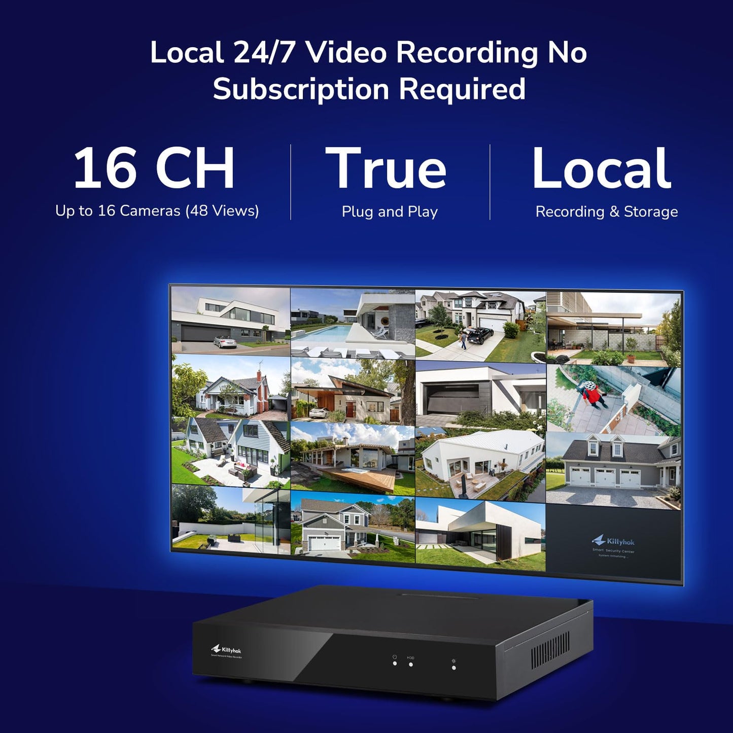 Home Security Camera System Wireless, Triple Lens 2K Security Cameras Wireless Outdoor with 360° Pan & Tilt, Motion Detection, Auto Tracking, 2.4/5GHz WiFi, Night Vision, 16CH NVR with 500GB HDD