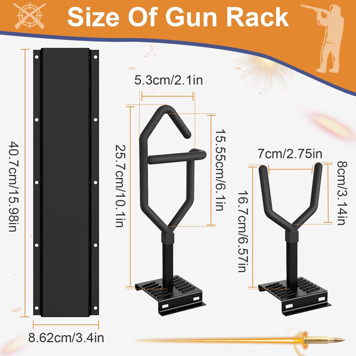 JBBTOOL Gun Rack, Adjustable Gun Racks for Wall, Heavy Duty Gun Rack Wall Mount Hold up to 230 Lbs, Indoor RifleRack Vertical Display Stand with Soft Padding, Space-Saving Gun Storage