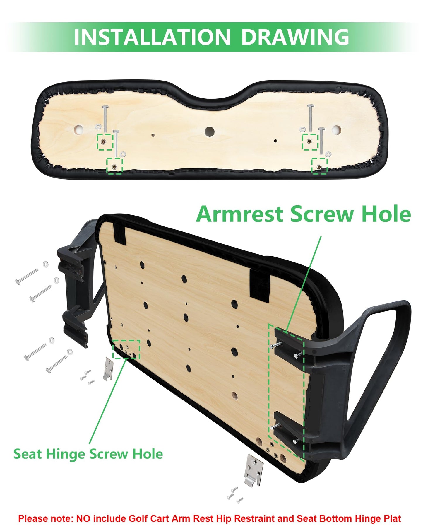 HEOHOU Golf Cart Front Seat Replacement Cushion Assembly Kit for EZGO TXT Medalist 1994-2013 Models,Golf Cart Front Seat Back and Seat Bottom Cushion,Black