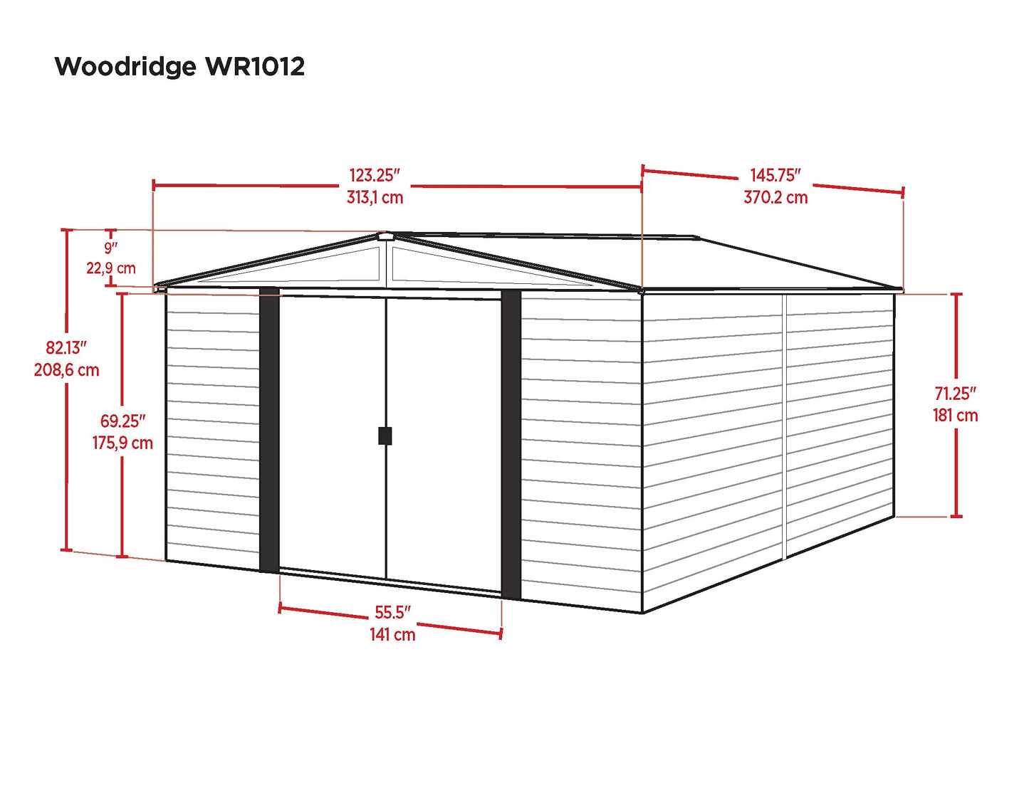 Arrow WR1012 Woodridge EG Steel Storage Shed, 10 by 12-Feet