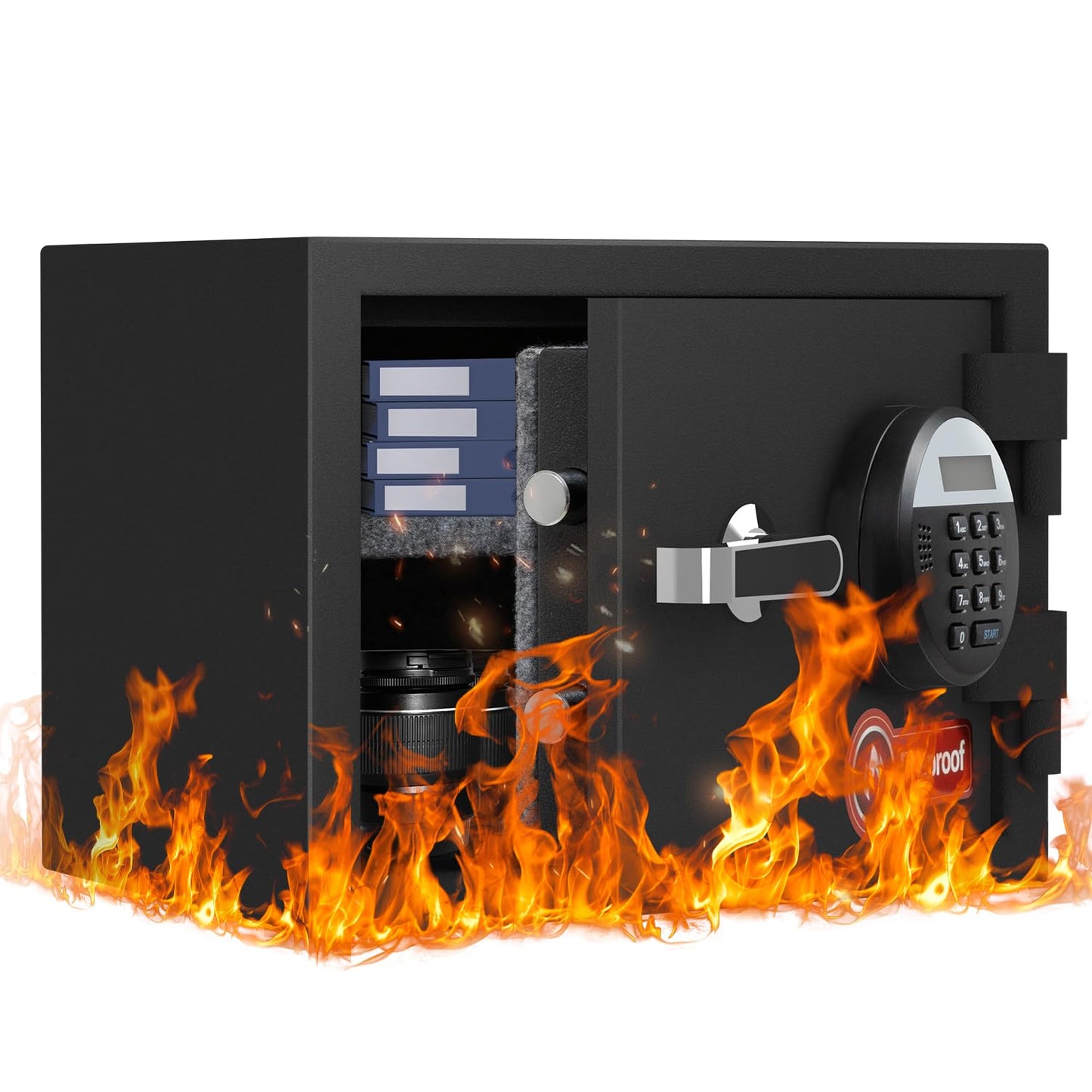 1.2 Cubic Feet Fireproof Safe Box, Fireproof Home Safe for Money, Jewelry, Documents and Valuables W/Digital Keypad, Alarm System, Removable Shelf, Home and Office Use Document Box