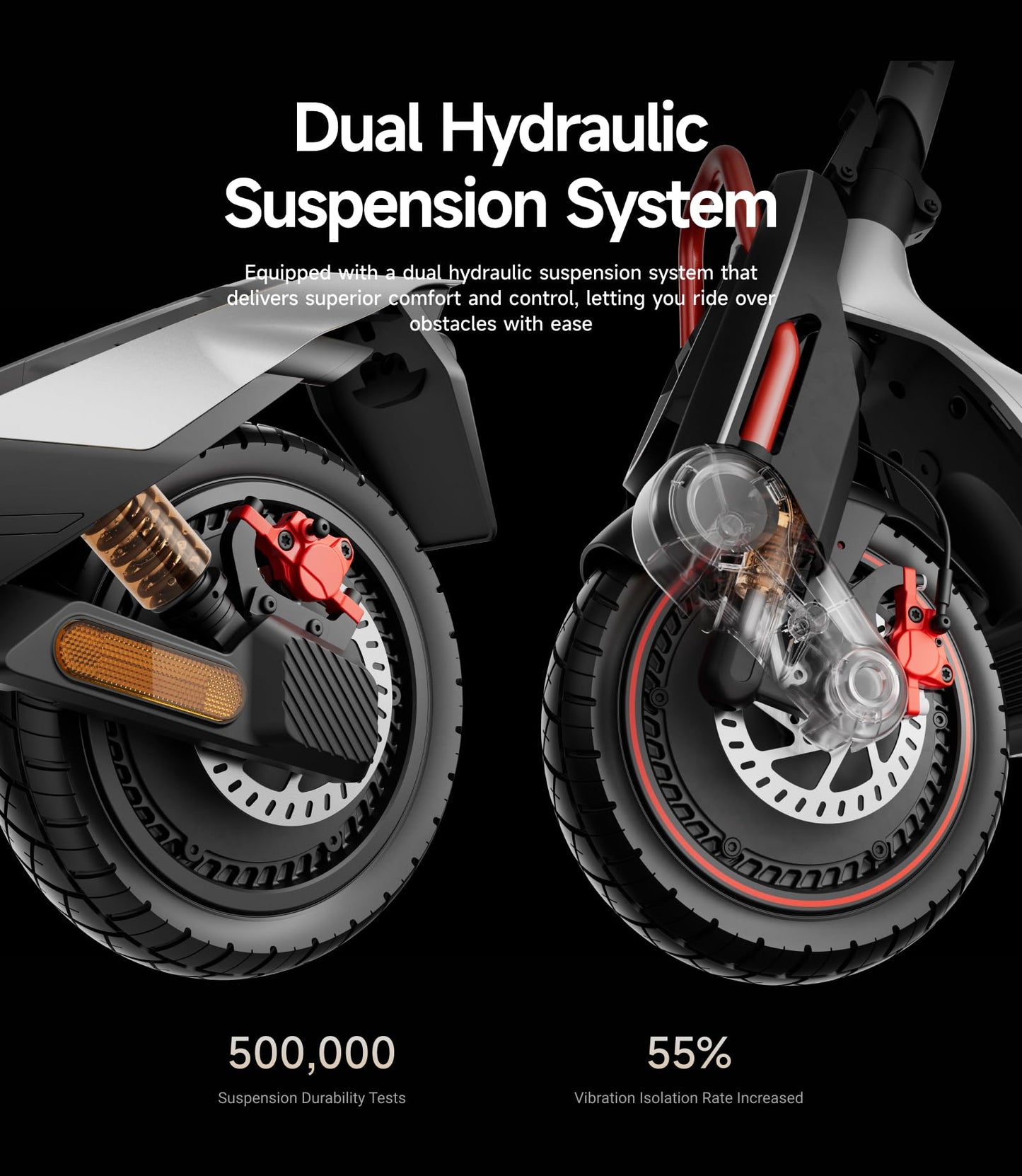 NAVEE UT5 Max Electric Scooter, 31.1 mph Speed, 62.1 Miles Range, 2400W Peak Motor, Dual Hydraulic Suspension & Disc Brake, 12" Self-healing Tubeless Tires, Flash Charging, Scooter for Adults, UL 2272