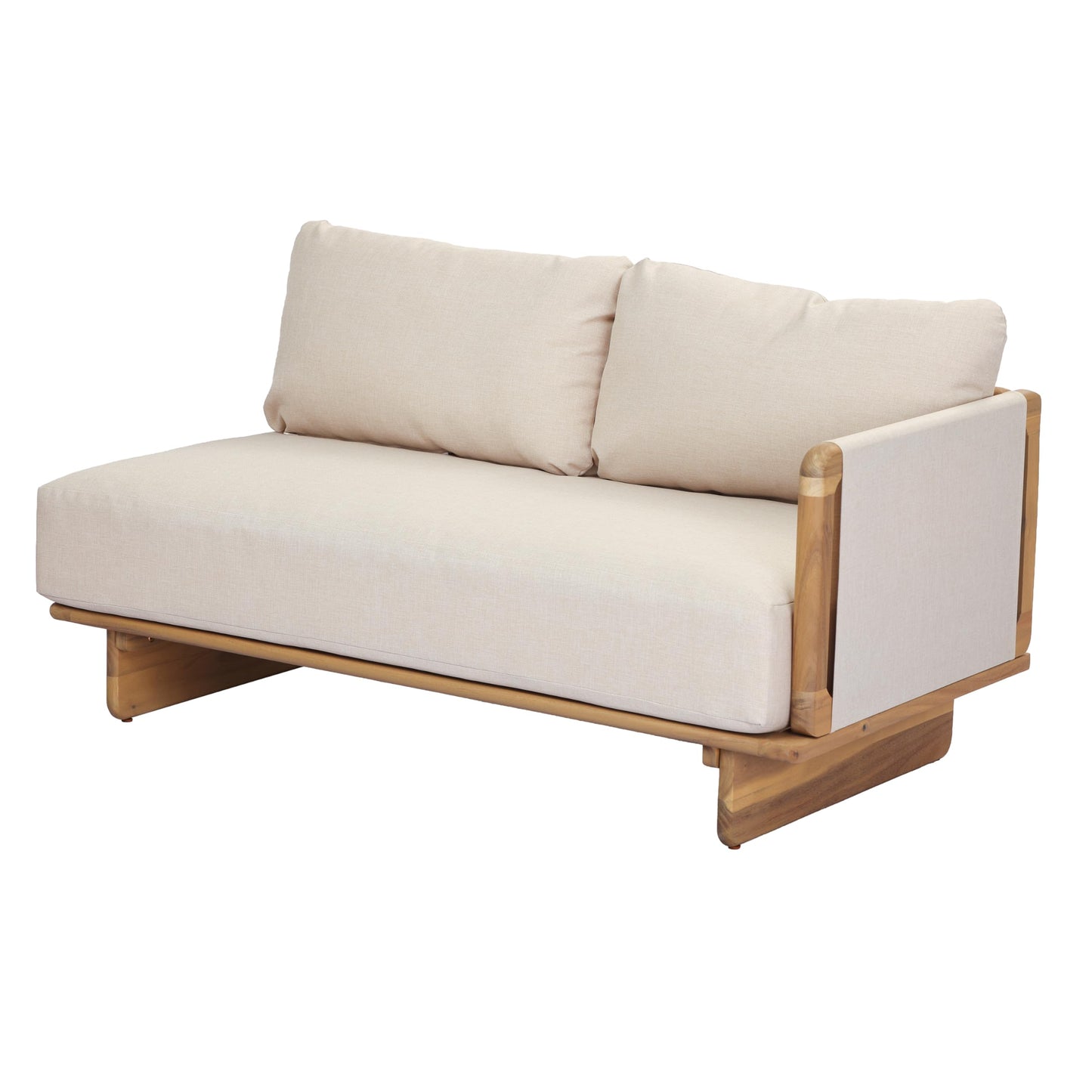 Merax 3 Piece Patio Outdoor Furniture Set, All-Weather V-Shaped Sectional Sofa with Cushions, Acacia Wood 5-Seater Couch Set for Porch, Lawn, Backyard, Balcony, Light Teak+ Beige