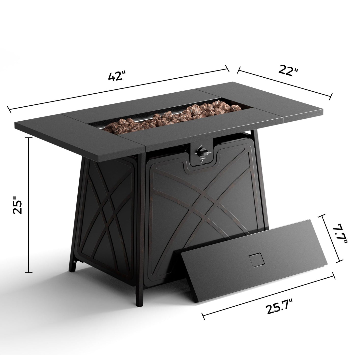 BALI OUTDOORS Propane Fire Pit Patio Outdoor Fire Pit Table Large Firepits for Outside Black