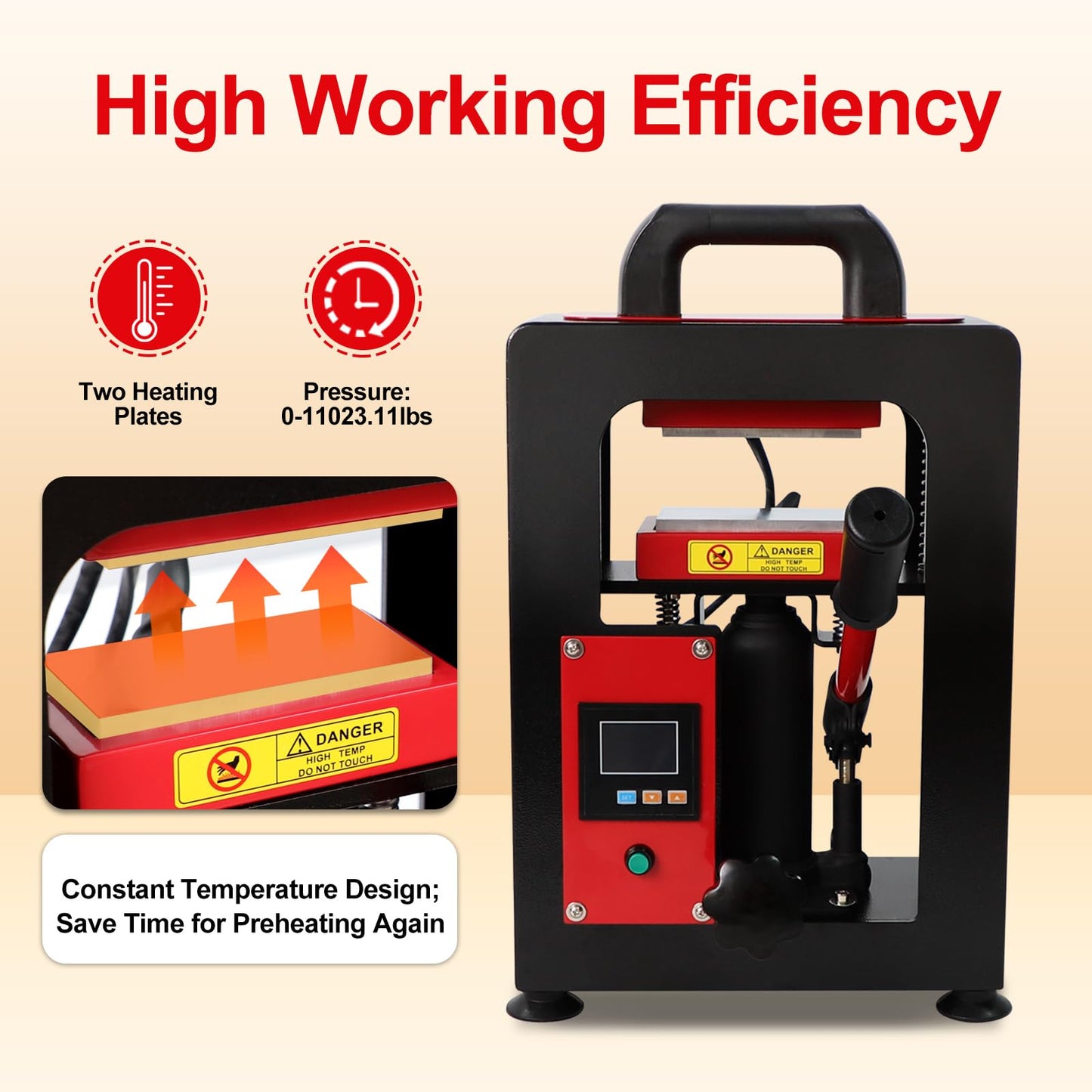 5/10 Tons Heat Press Machine with LCD Screen 2.3 x 4.7 Inch Dual Heating Plate (5T Pressure)