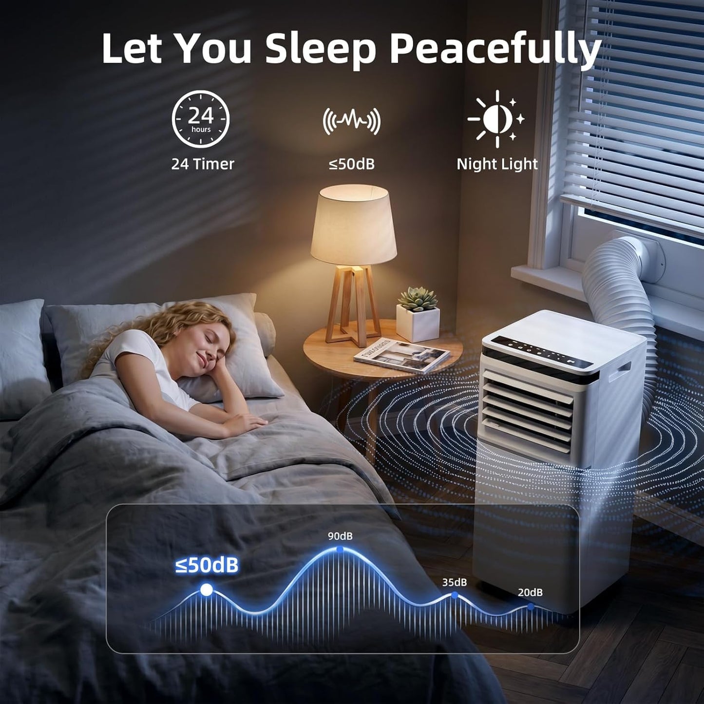 Portable Air Conditioner, 10000 BTU, Cools Up to 450 Sq Ft, Remote Control, 2 Fan Speeds, 24 Hour Timer, Quiet Operation & Fan Mode, Portable AC for Bedroom, Office, Home & Dorm