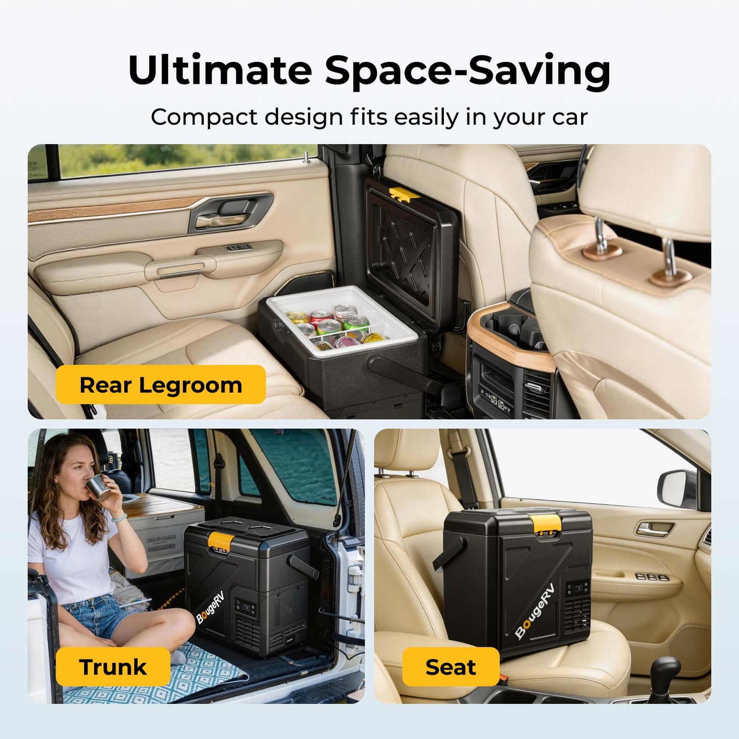 BougeRV 12 Volt Refrigerator, 21QT Car Fridge, 20L Portable Freezer, -4~68℉, 12/24V DC, 110~240V AC, Ideal for 2 People, Road Trips, Truck, Camping(2026 New Model: CRH20)
