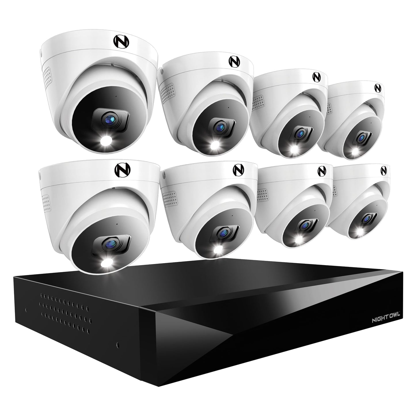 Night Owl 2-Way Audio 12 Channel DVR Video Home Security Camera System with (8) Wired 2K HD Indoor/Outdoor Deterrence Dome Cameras and 2TB Hard Drive (Add up to 4 Wi-Fi Cameras) (8 Camera)