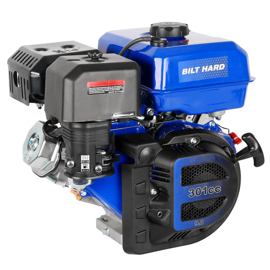 BILT HARD 301cc 10HP Gas Powered Engine, Horizontal 4 Stroke OHV Gas Motor, Shaft 1" Diameter, 3.48" Length, 1/4" Keyway, Replacement for Compressor, Log Splitter