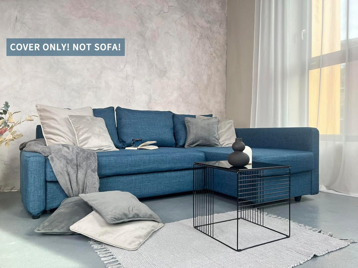 MASTERS OF COVERS Snug Fit Friheten Slipcover for The IKEA Friheten with Chaise Corner Cover, Sofa Bed Cover, Sectional Slipcover Replacement (Navy Blue)（Cover Only！Not Sofa！）