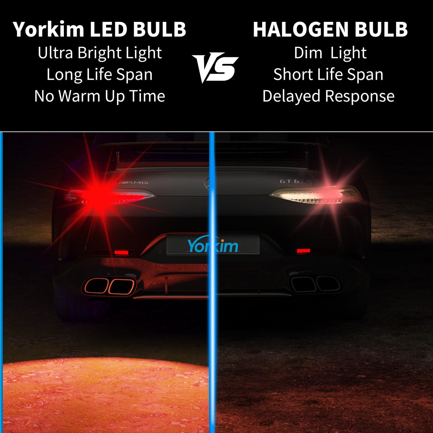 Yorkim 3157 LED Light Bulbs, Red, Super Bright, for Brake/Reverse Lights, Pack of 2