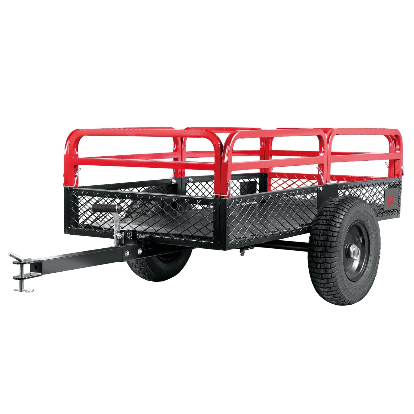 Big RED Heavy Duty ATV Dump Trailer, 1500lb Capacity 15 cu.ft Utility Cart with Red Steel Railings,16" Tires for Tractor, UTV
