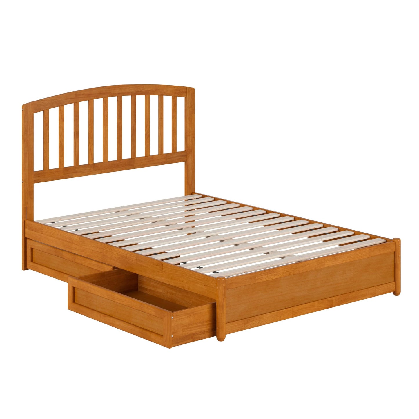 AFI, Lucia Full Platform Bed with Panel Footboard & Storage Drawers, Light Toffee