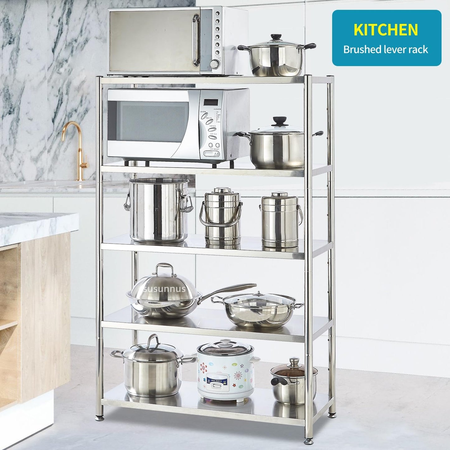 susunnus Stainless Steel Shelves,for Kitchen,Warehouse,35.8 * 15.8-5Tier