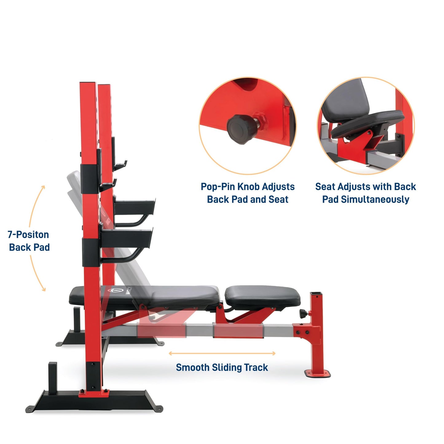 Marcy Deluxe Olympic Weight Bench with Adjustable Back and Bar Catch