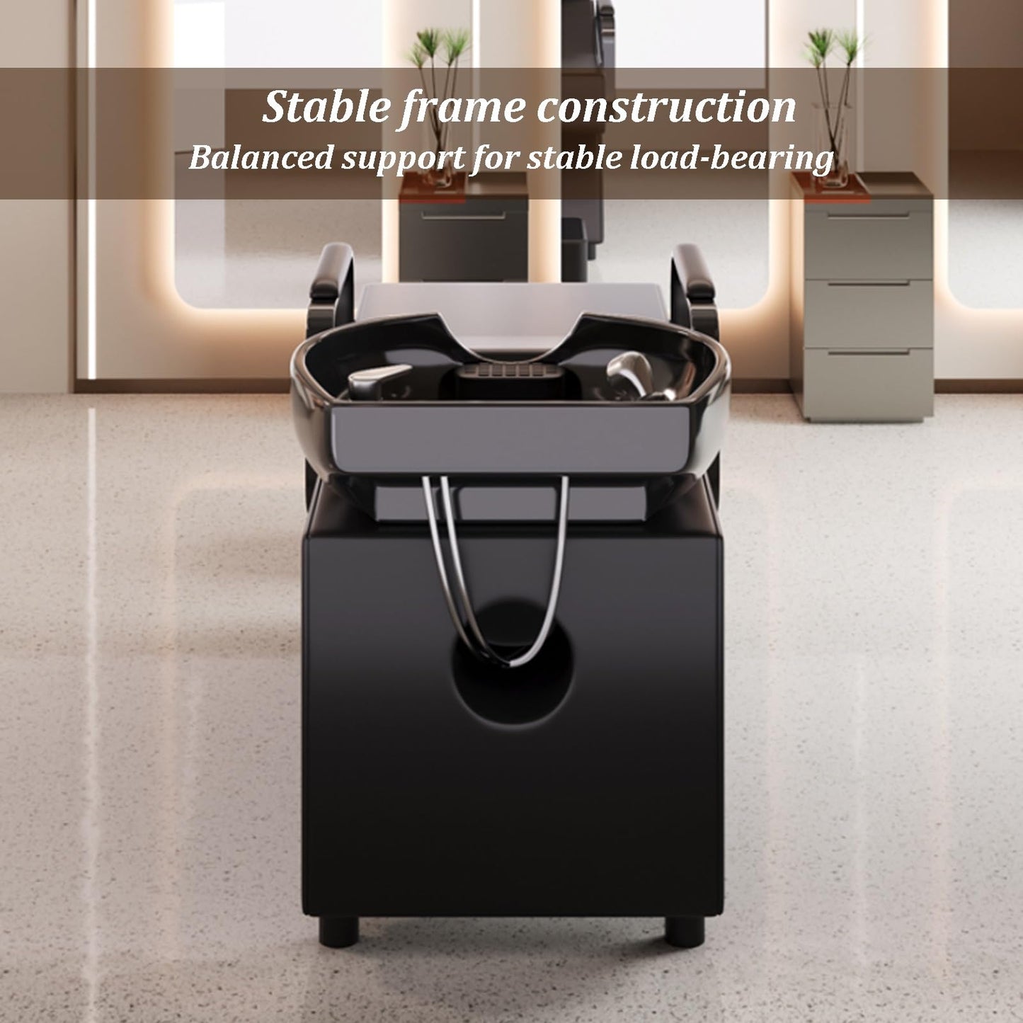 Backwash Barber Chair, Shampoo Barber Classic Chair with Leg Support & Headrest, Ceramics Shampoo Bowl Sink Unit with Separate Footstool for Spa Beauty Barbershop(D)