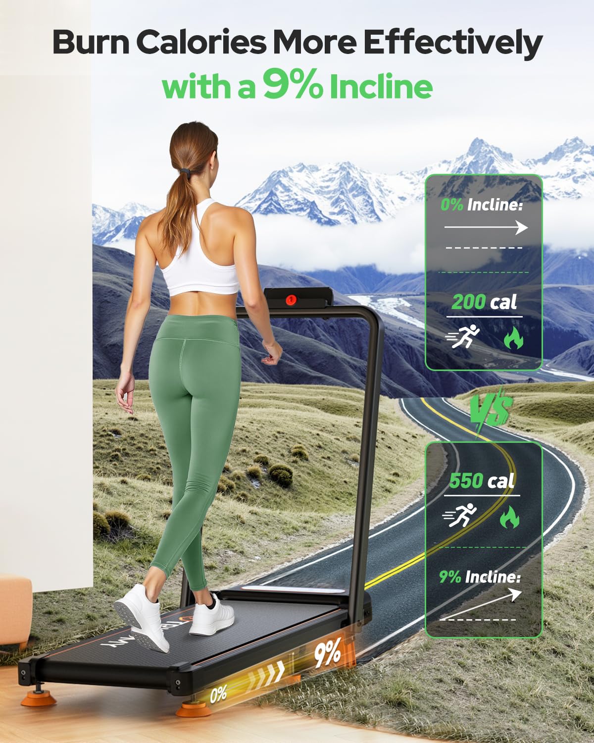 Walking Pad Treadmill with Incline, Upgraded 3.5HP Walking Pad with Handle Bar, 350Lbs Foldable Portable Treadmills for Home Office, 4 in 1 Under Desk Treadmill with Remote Control & APP, LED Display