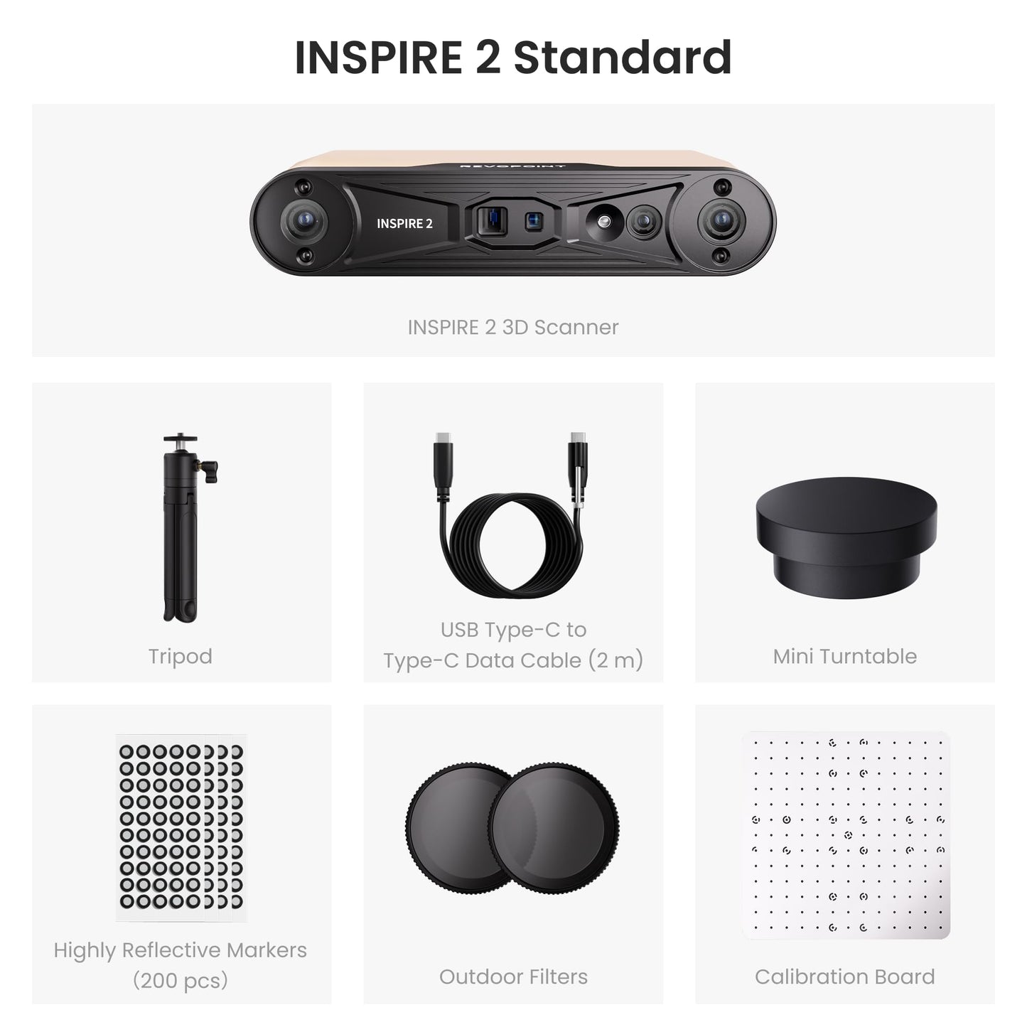 Revopoint INSPIRE 2 3D Scanner for 3D Printing Handheld, Up to 0.03mm Precision, Multi-Line Laser/Structured Light, Wireless/Outdoor Scanning, Full-Color Scan, for iOS/Android/Win/macOS, Standard