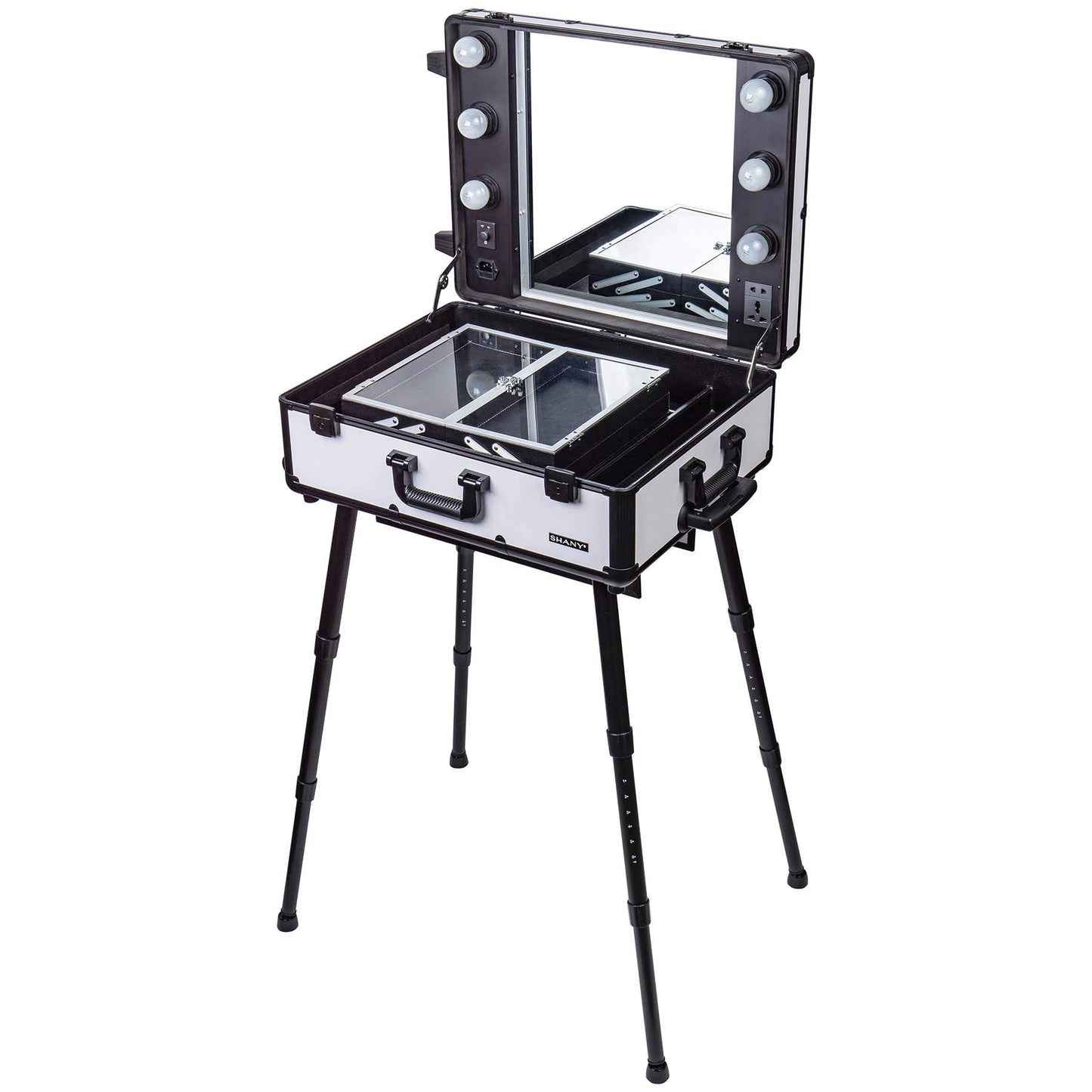 SHANY Studio ToGo Wheeled Trolley Makeup Case & Organizer with Light - Off White