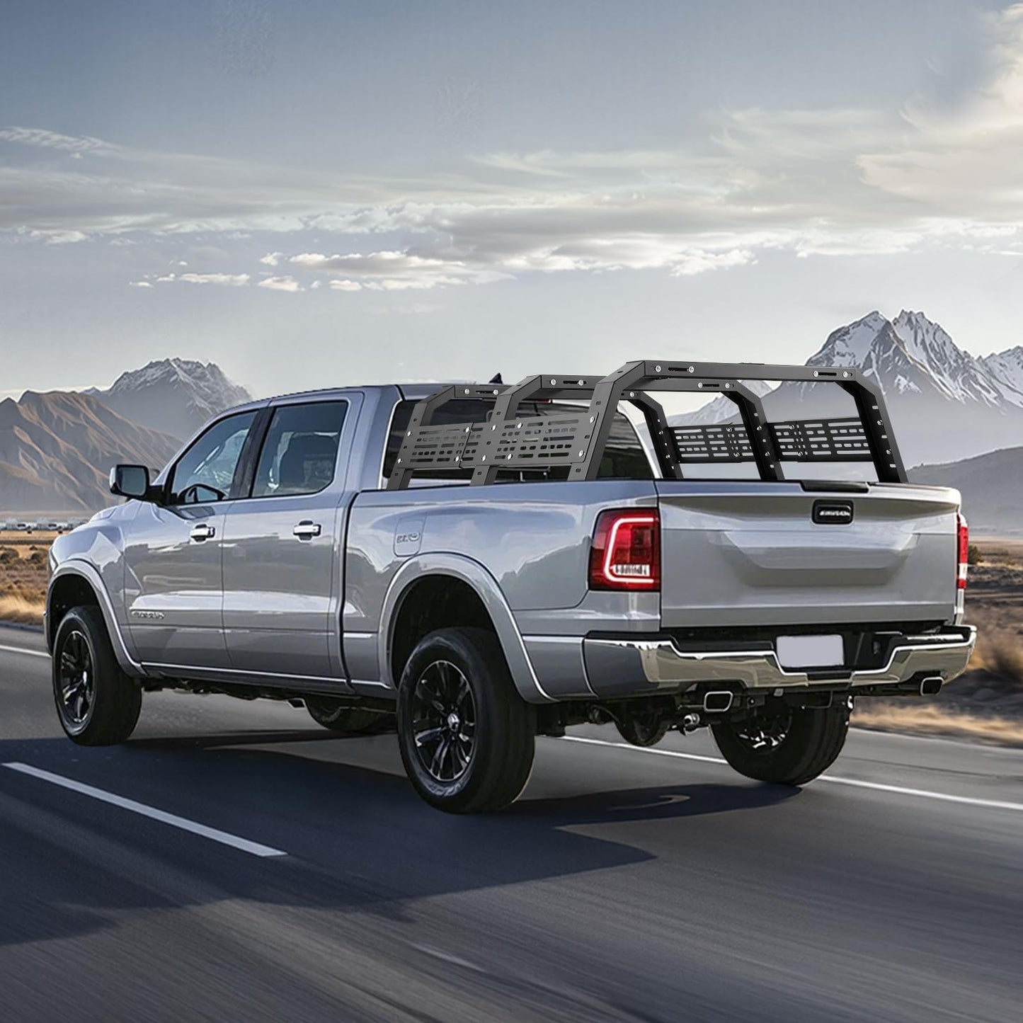 VEVOR Overland Truck Bed Rack, 54.3-68.3 in Width, Adjustable Overland Bed Cargo Rack with Sidebar and 900 lbs Static Load Capacity, Heavy Duty Steel, Compatible with Full Size and Mid-Size Trucks