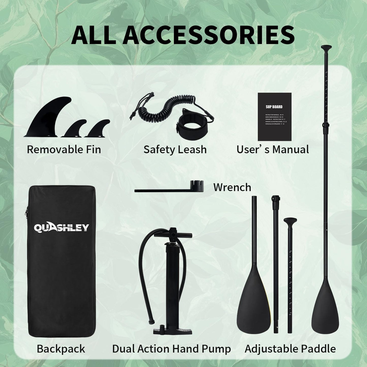 Quashley Inflatable Stand Up Paddle Board with Premium SUP Accessories,Stable Wide Design with Non-Slip EVA Deck for All Skill Levels,Ultra Stable All Around Paddleboard