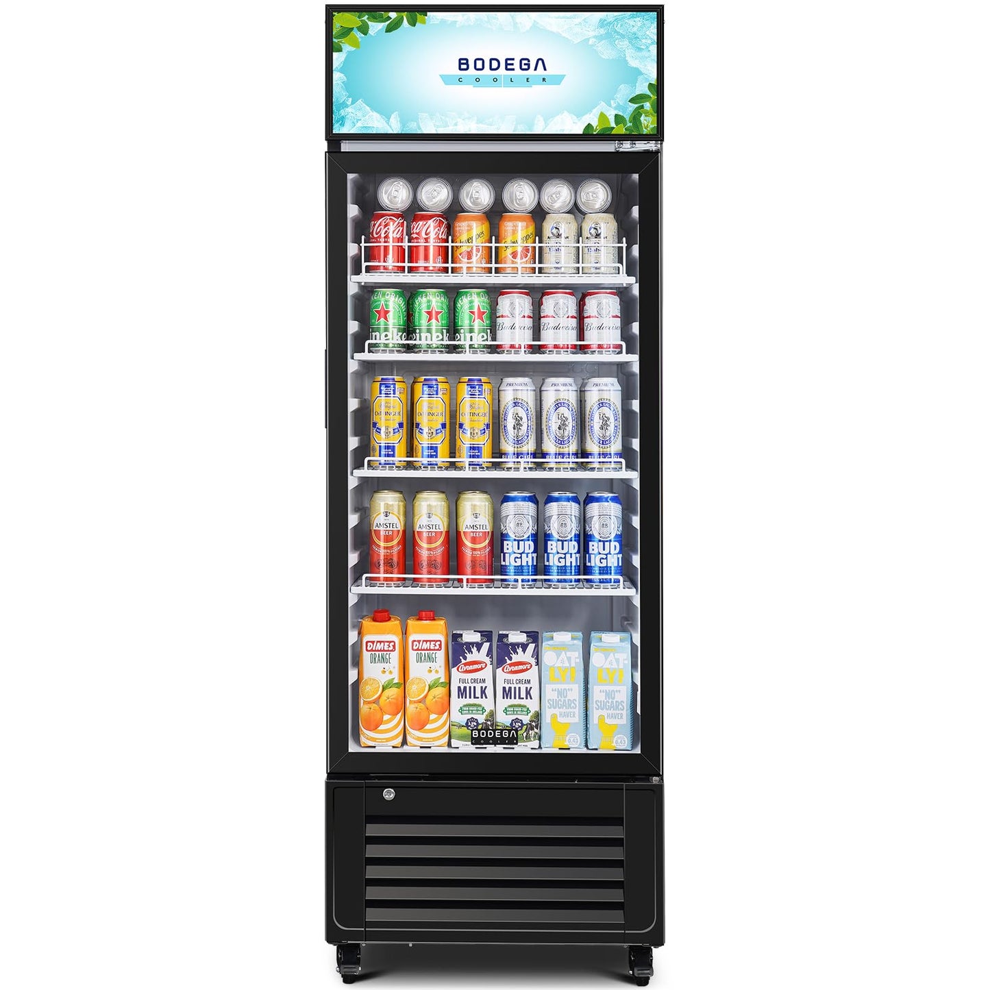 BODEGACOOLER Commercial Beverage Refrigerator and Cooler, 10.0 Cu.Ft Commercial Merchandiser Refrigerator with Soft LED Light, Commercial Fridge, Display Refrigerator with 240 cans & 120 bottles.