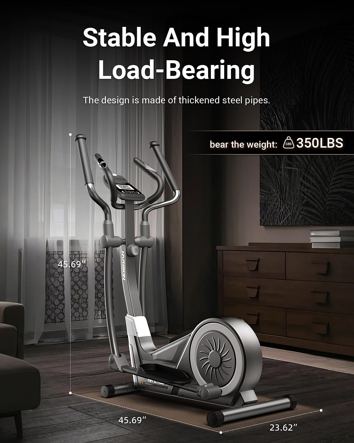 HARISON Elliptical Machine for Home 350 lbs, Magnetic Elliptical Trainer with 16 Resistance Levels, Hyper-Quiet and Easy Assembly, Full Body Elliptical Exericse Workout for Adults & Seniors
