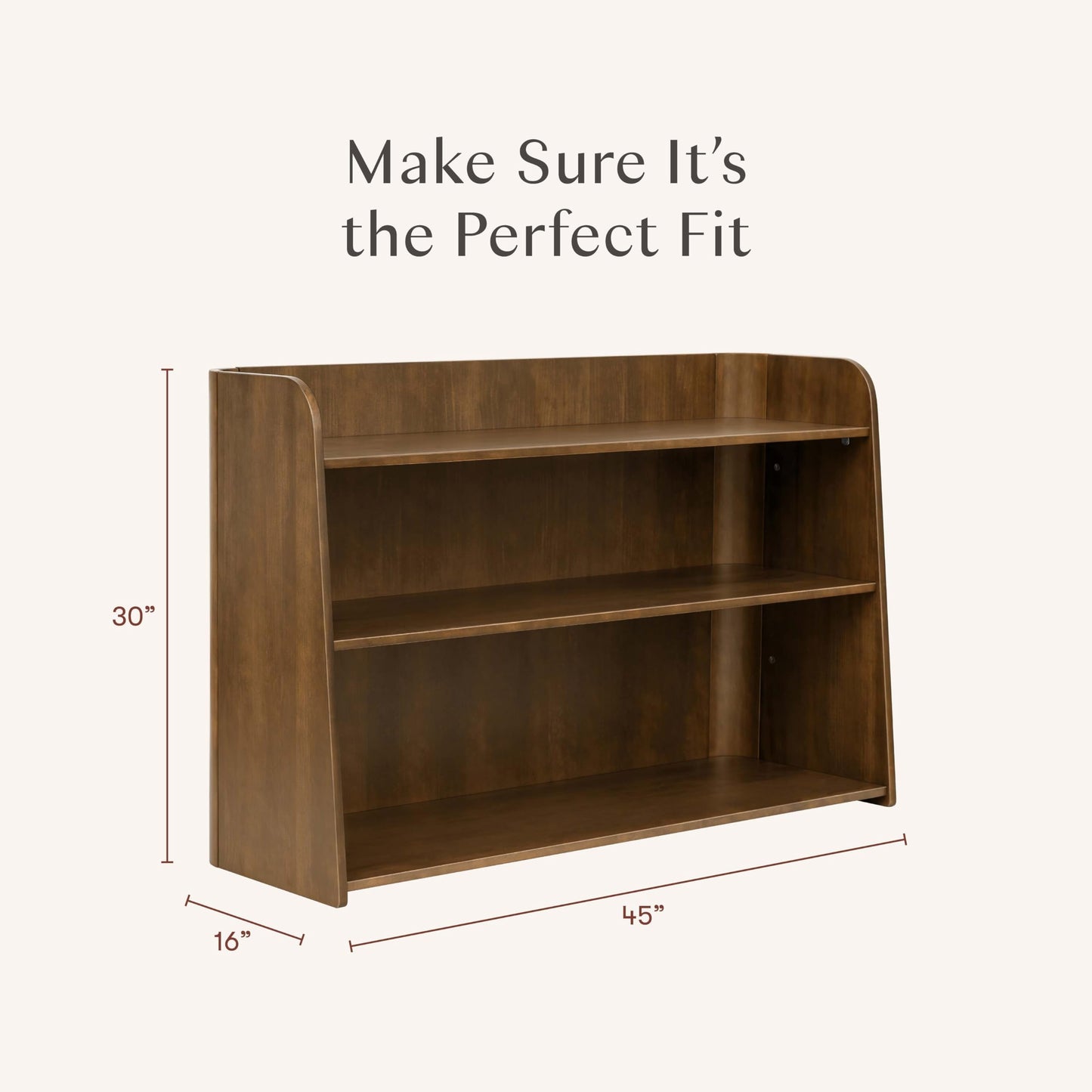 Babyletto Melo Montessori 3 Shelf Bookcase, GREENGUARD Gold Wood Bookshelf - Easy Assembly Book Case w/Wide Storage Shelves, Modern Wooden Book Shelf for Living Room, Bedroom, Office, Natural Walnut