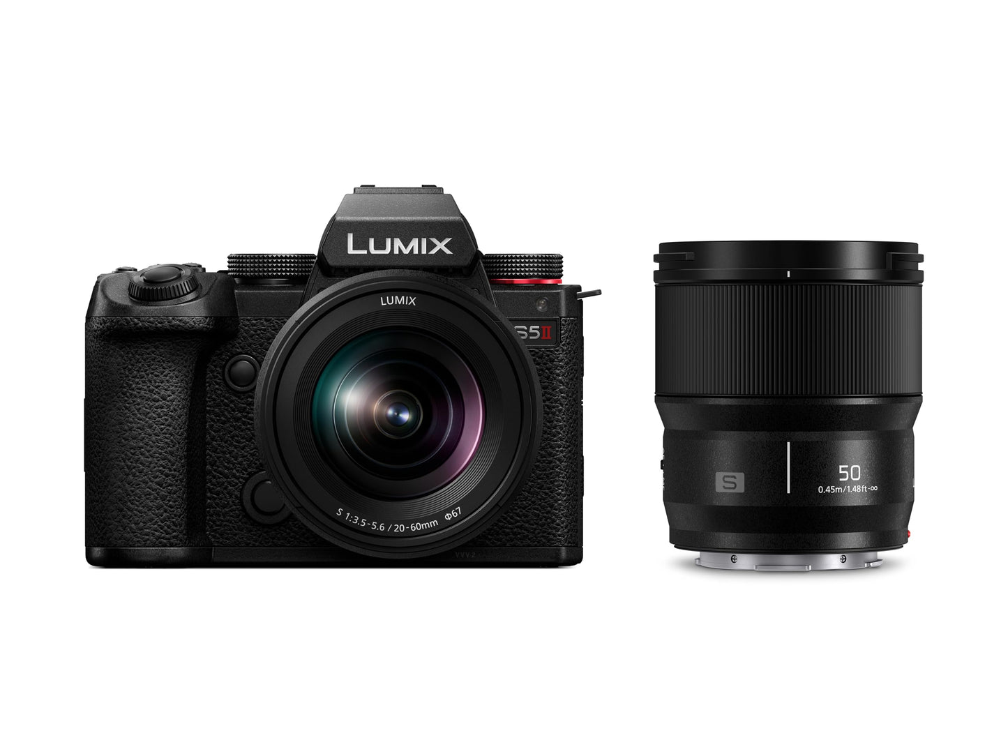 Panasonic LUMIX S5II Mirrorless Camera, 24.2MP Full Frame Digital Camera, Phase Hybrid AF, Active I.S. Technology, Unlimited Recording, 20-60mm F3.5-5.6 & 50mm F1.8 L Mount Lenses - DC-S5M2WK9