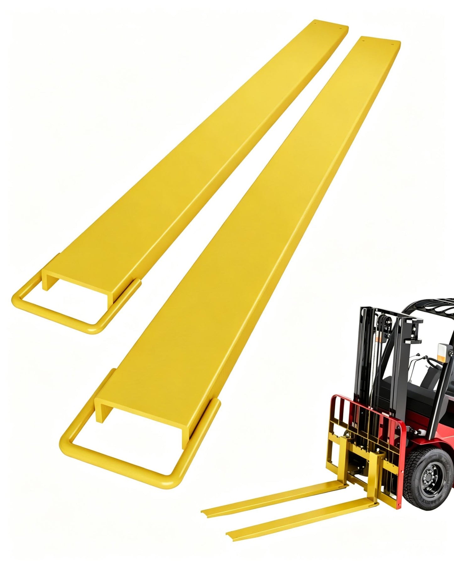 Forklift Extensions - 72 in Length, 5.5 in Width, 4600 LB Capacity Heavy Duty Steel Pallet Fork Extensions, Universal Fit for Most Forklift Trucks, Yellow